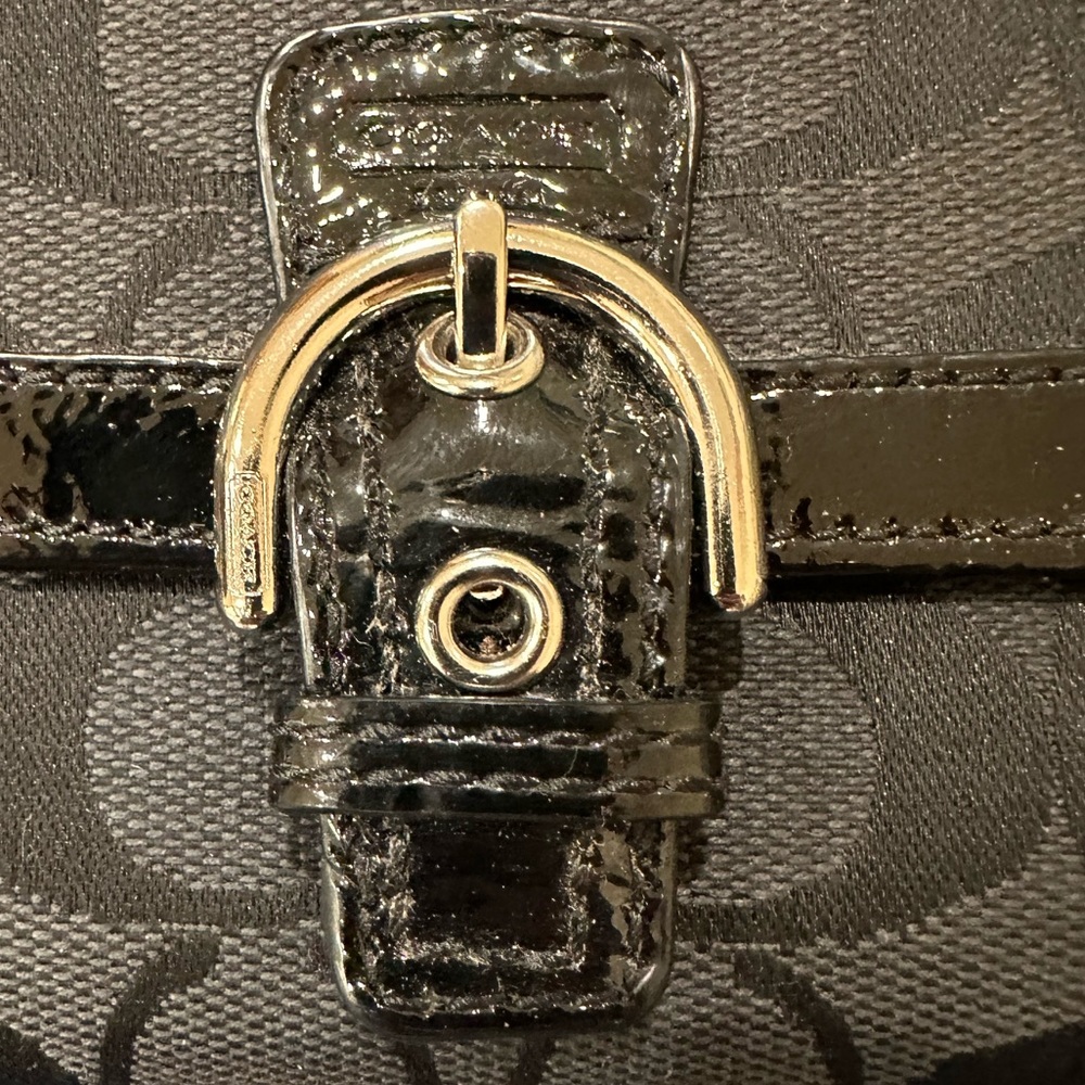 Beautiful Vintage Black Canvas with Black Patent leather Trim